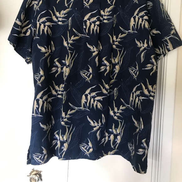 NWT High Surf Hawaiian Shirt Sz: 2XL Palm Leaf Navy Blue Button down S/S Casual - Picture 4 of 6